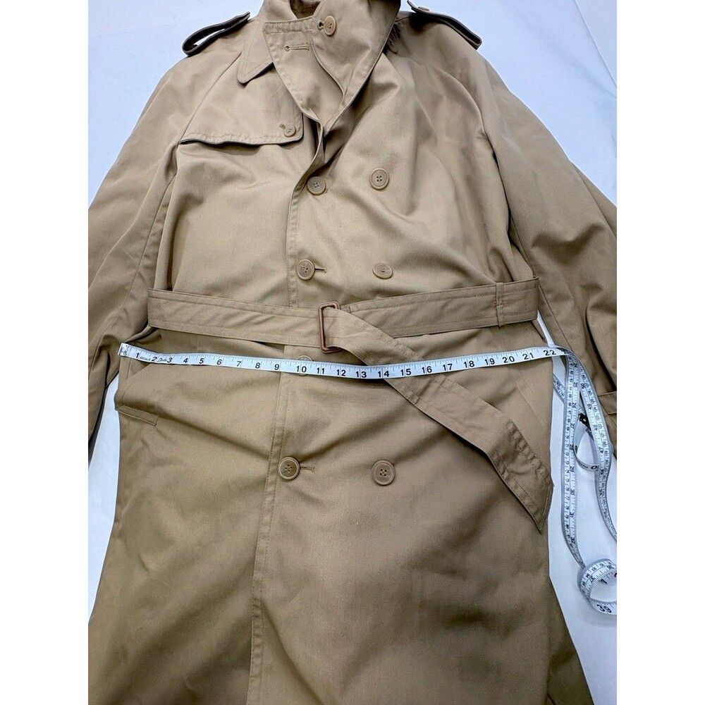 Vintage Repp Ltd Trench Coat Mens 42 Tan Plaid Lined Belted Korea - Picture 3 of 16